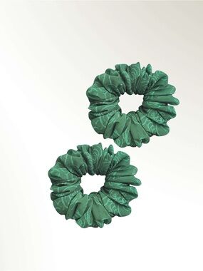 Emerald Floral Hair Scrunchie Set.